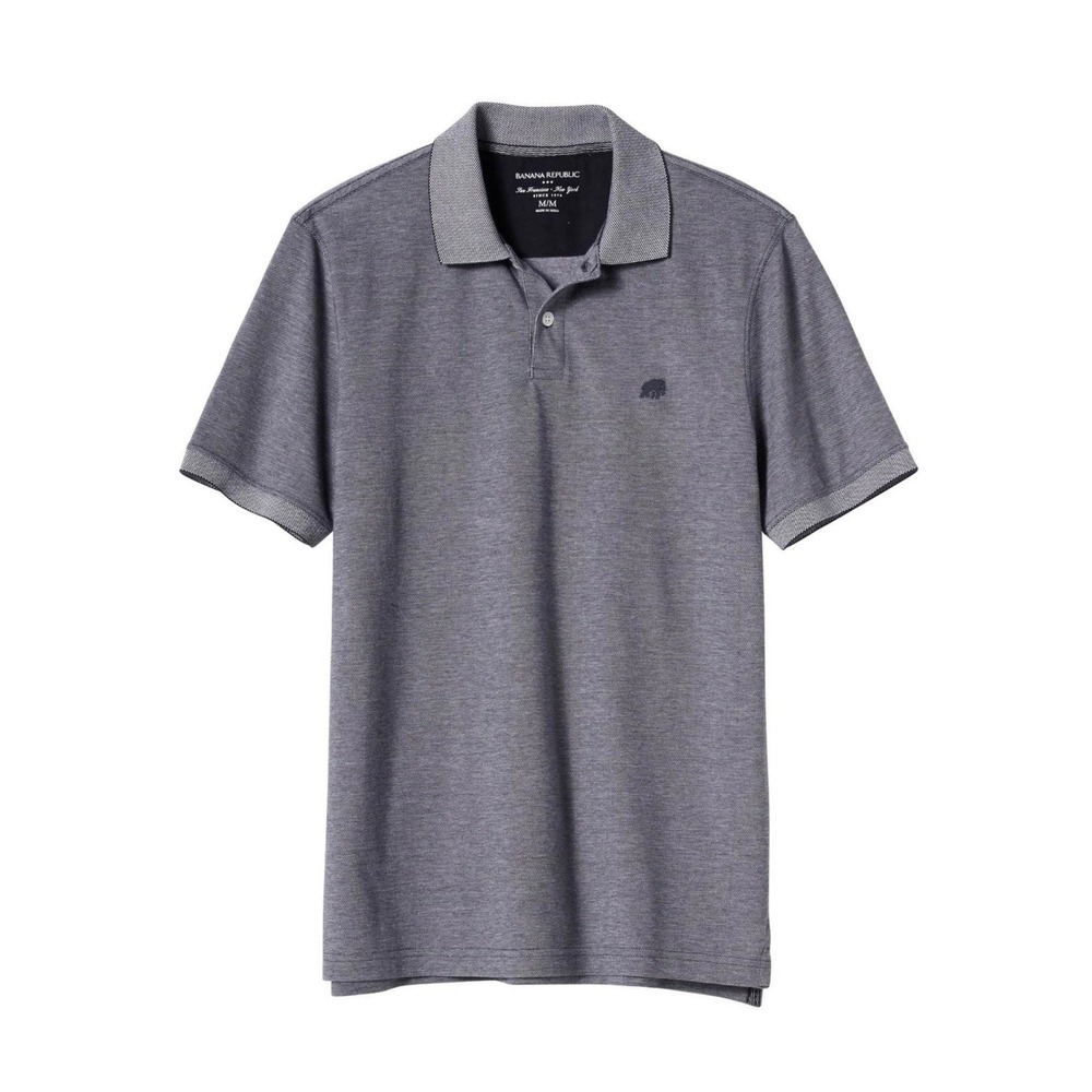 Banana Republic Mens Blue Birdseye Pique Polo Shirt Elephant Logo Size M